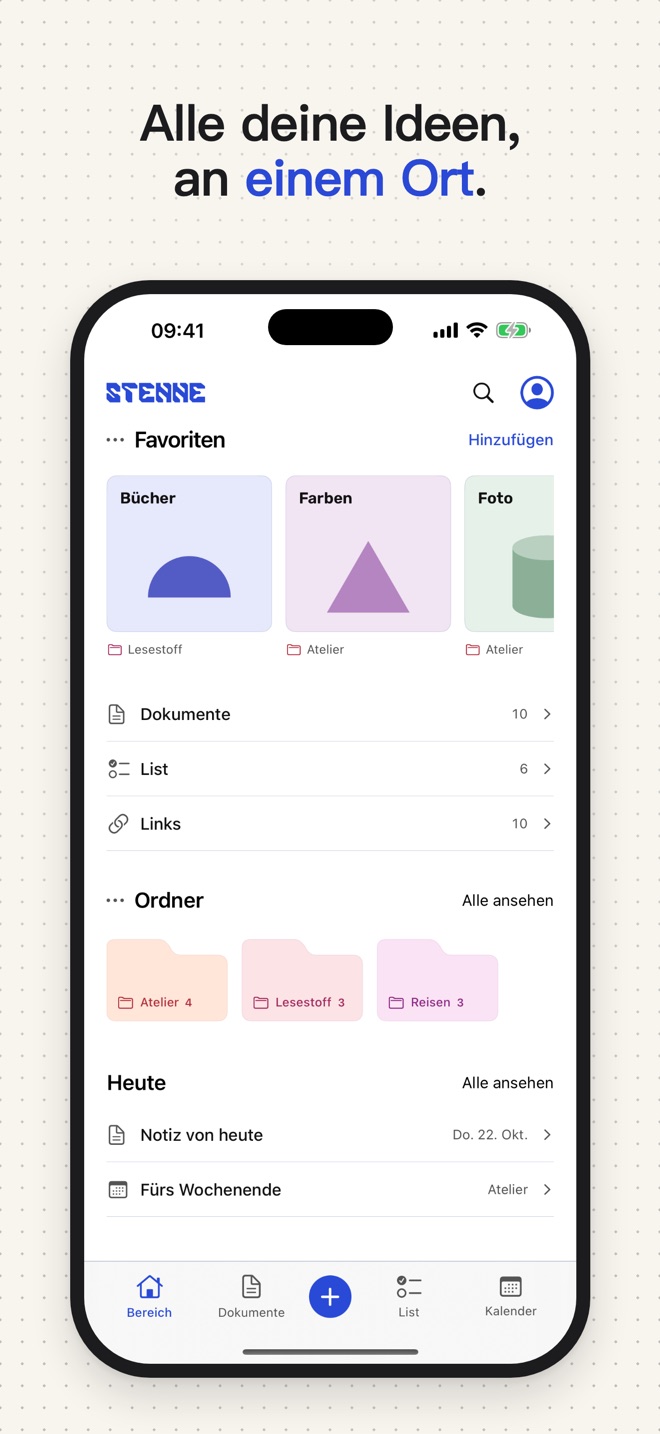 Die echte Stenne-Startseite auf dem iPhone.