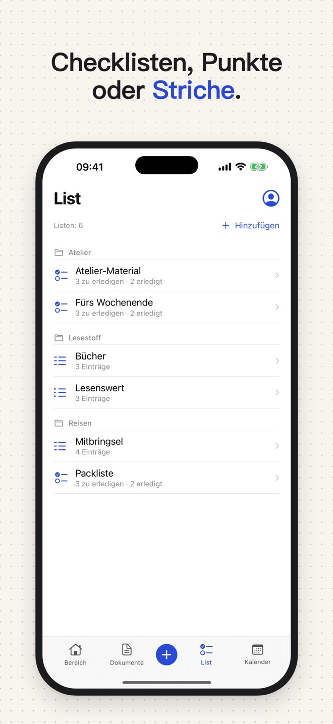 Eine Checkliste in Stenne.