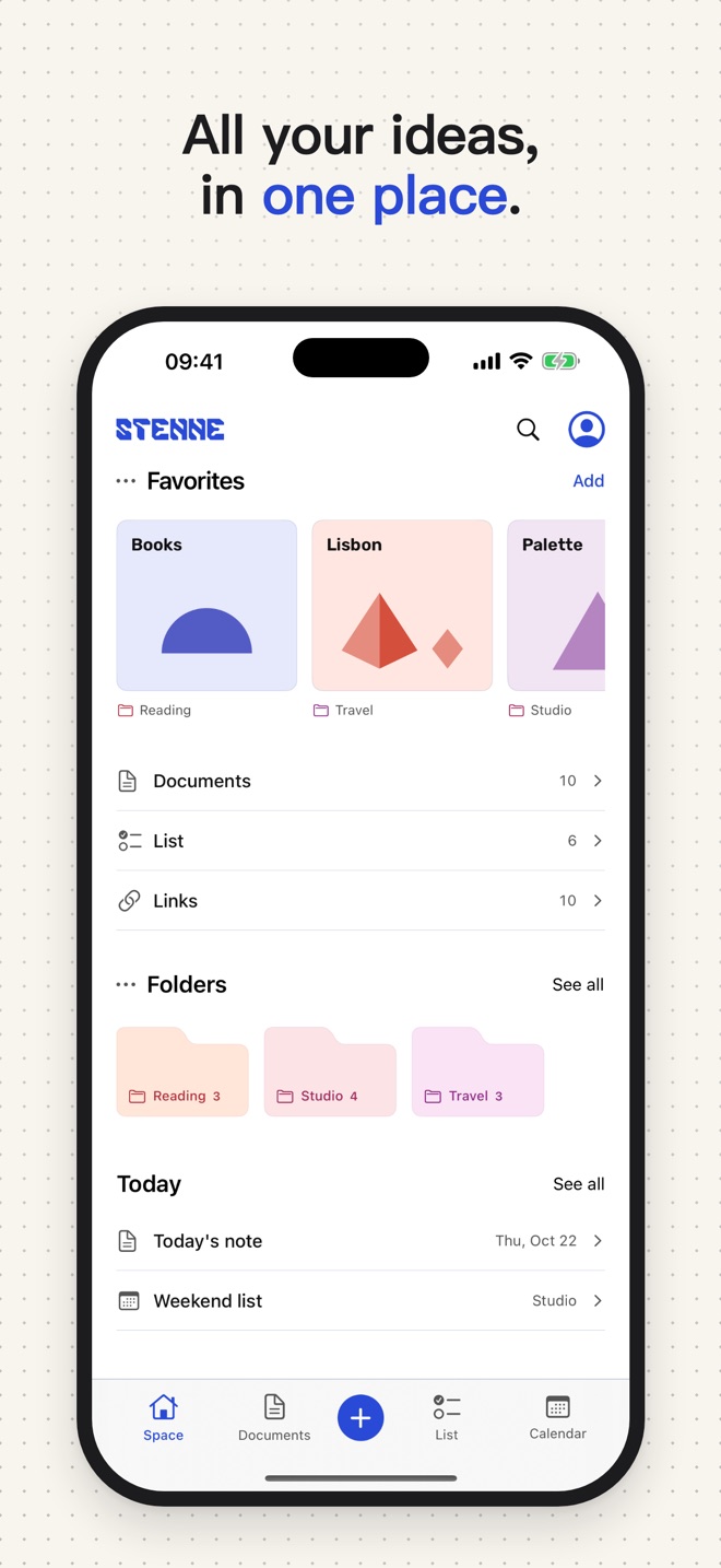 Stenne Home on iPhone, captured from the actual app.