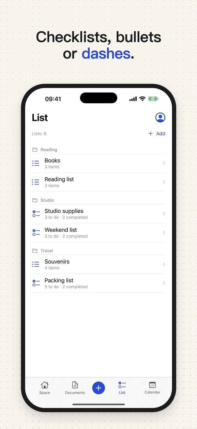 A checklist in the Stenne app.