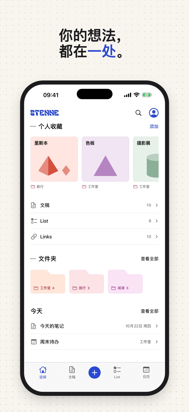 在真实iPhone应用中截取的Stenne主页。